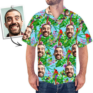 Passion Season Parrots On Tree Custom Photo Hawaiian Shirt, Hawaiian Shirt Gift, Christmas Gift