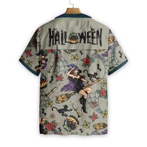 Awesome Halloween Witches Night Design Hawaiian Shirt, Hawaiian For Gift