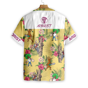 Arborist Pattern On Yellow Background Design Hawaiian Shirt, Hawaiian For Gift