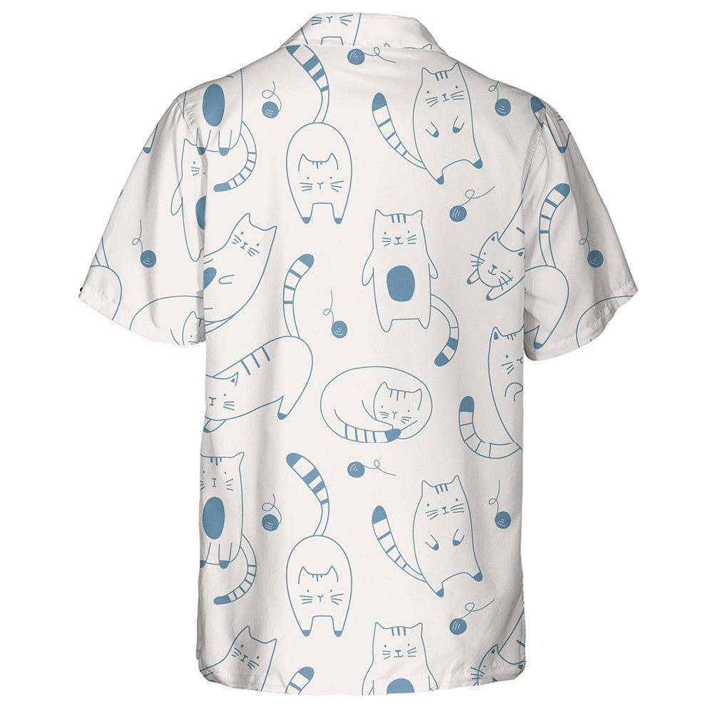 Cartoon Kitten Cute Cats In Sketch Style Hawaiian Shirt, Hawaiian Shirt Gift, Christmas Gift