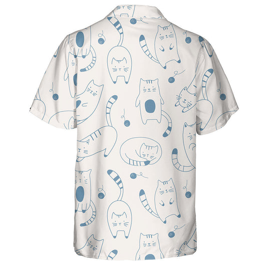 Cartoon Kitten Cute Cats In Sketch Style Hawaiian Shirt, Hawaiian Shirt Gift, Christmas Gift