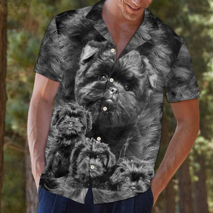 Great Affenpinscher Portrait Dark Color Design Themed Hawaiian Shirt, Hawaiian Shirt Gift, Christmas Gift