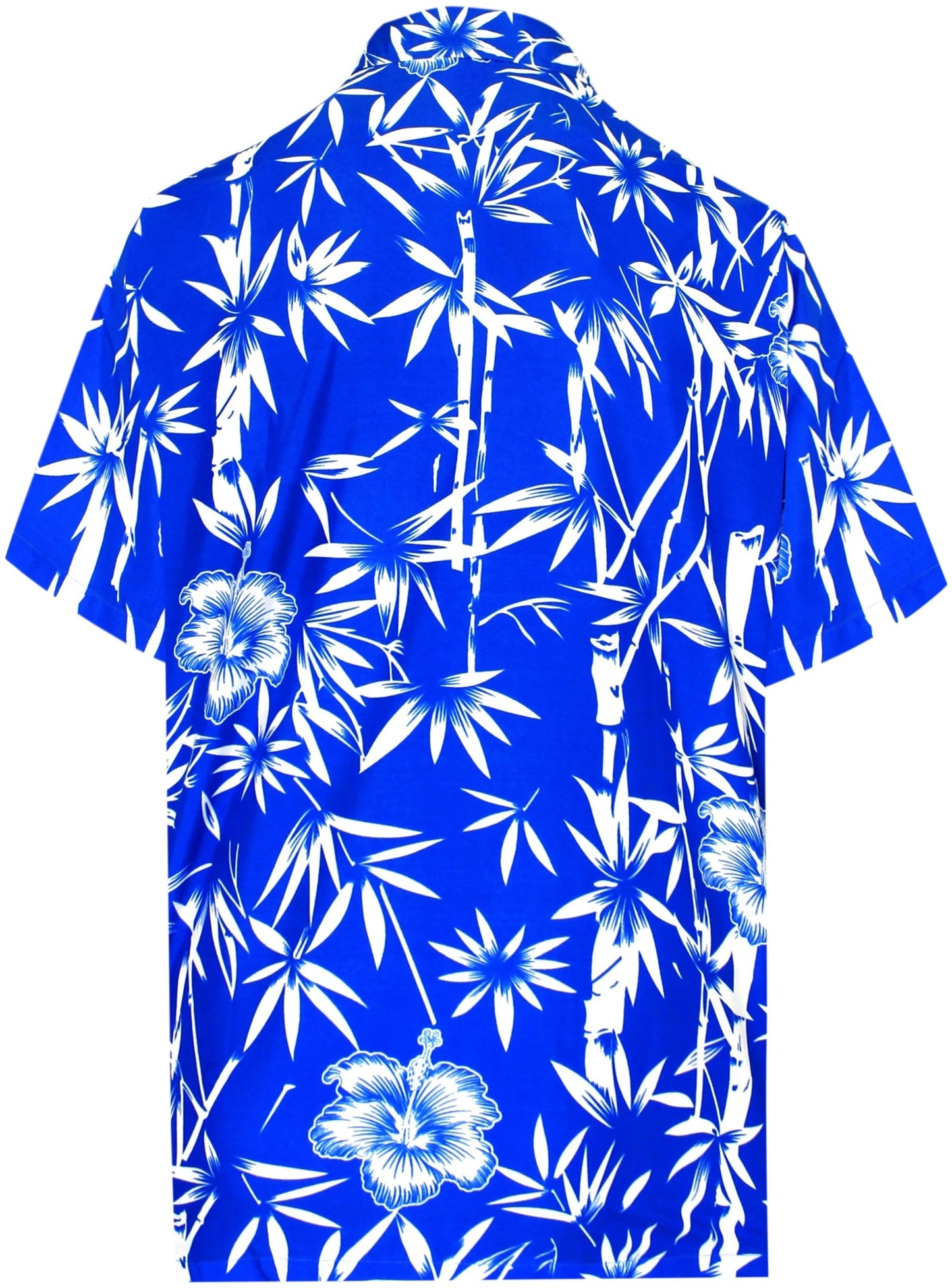 White Hibiscus And Bamboo On Blue Hawaiian Shirt, Hwaiian For Gift