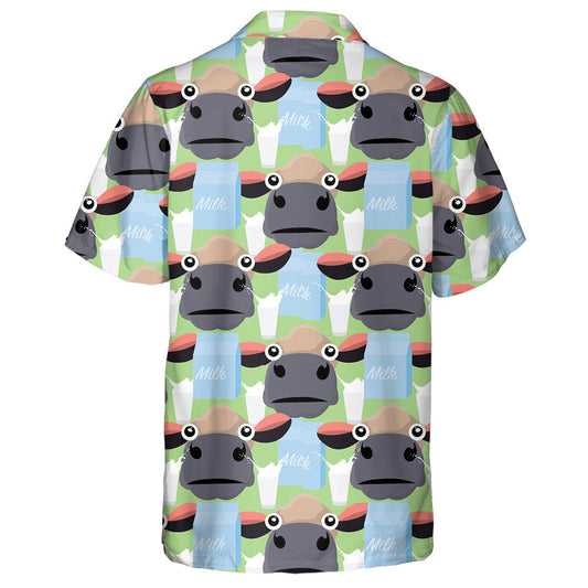 Bainne Cartúin Agus Bó Aghaidh Dhonn Léine Haváís Stíl Doodle, Bronntanas Léine Haváíais, Bronntanas Nollag