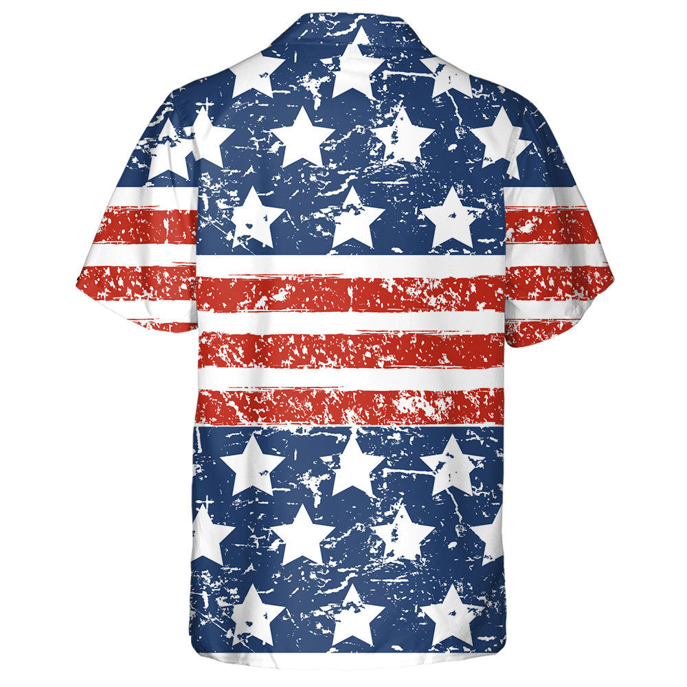 Rustic American Flag Stars Painting Pattern Hawaiian Shirt,Hawaiian Shirt Gift, Christmas Gift