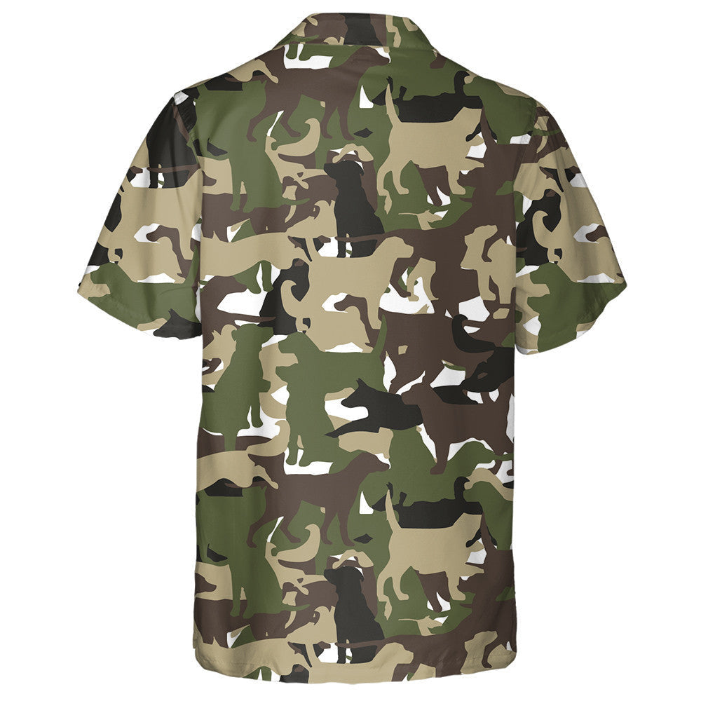 Modern Green Camouflage Dog Army Style Hawaiian Shirt, Hawaiian Shirt Gift, Christmas Gift