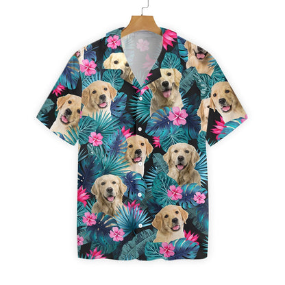 Tropical Golden Dog Seamless Background Design Hawaiian Shirt,Hawaiian Shirt Gift, Christmas Gift
