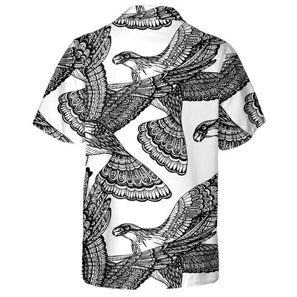 Black And White Eagles Raised Wings Hawaiian Shirt, Hawaiian For Gift