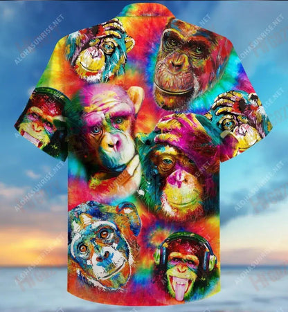 Colorful Chimpanzee Unisex Short Sleeve Shirt Summer, Hwaiian For Gift