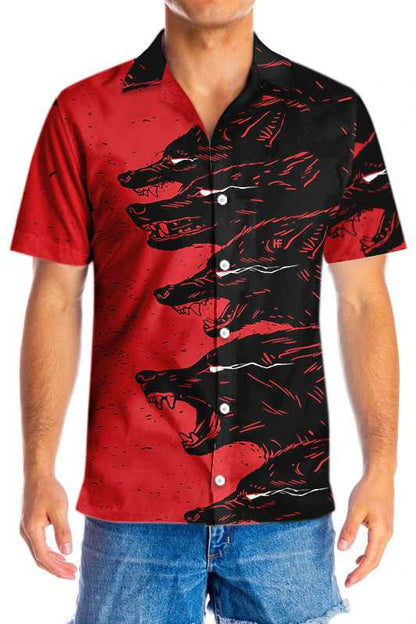 Scary Dangerous Black Wolf Hawaiian Shirt,Hawaiian Shirt Gift, Christmas Gift