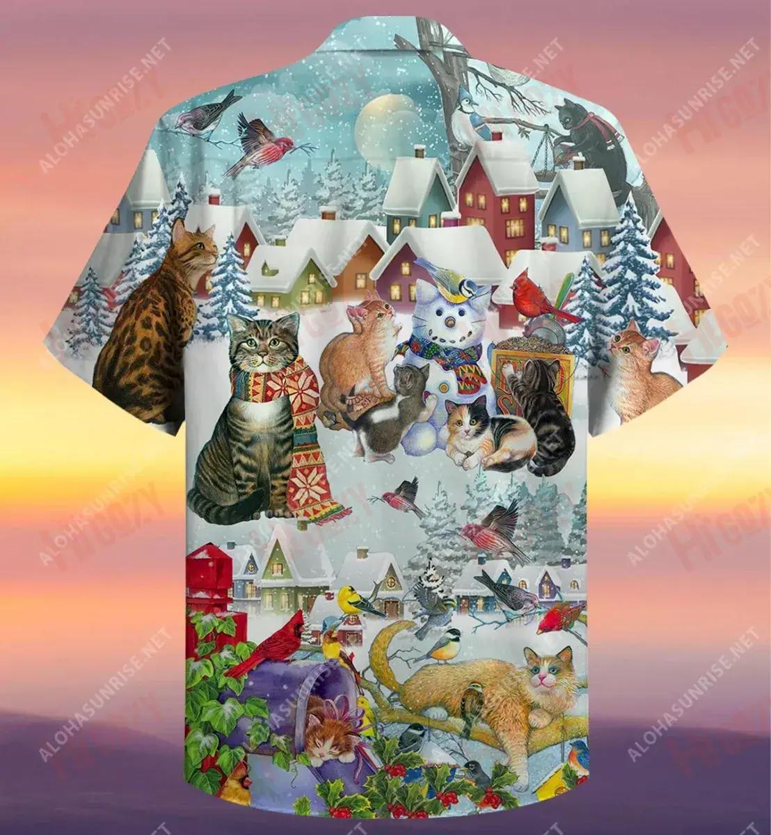 Cat Bird Unisex Hawaiian Shirt Ocean Short Sleeve Tropical Shirts For Men Hawaiian Shirts For Women_Hawaiian Shirt Gift, Christmas Gift