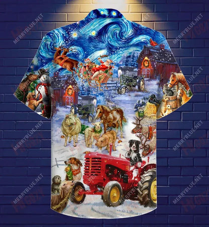 Feirmeoirí Oíche Roimh an Nollaig Laethanta Saoire Léine Gearr Haváís Aloha Shirt Léinte Haváís is Fearr Léinte haváíais d'Fhir, Bronntanas Léine Haváíais, Bronntanas Nollag