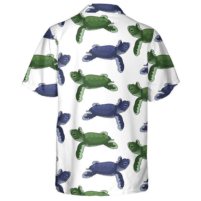 Turtar Gorm Agus Glas Leithlisithe Ar Chúlra Bán Léine Haváís, Bronntanas Léine Haváíais, Bronntanas Nollag