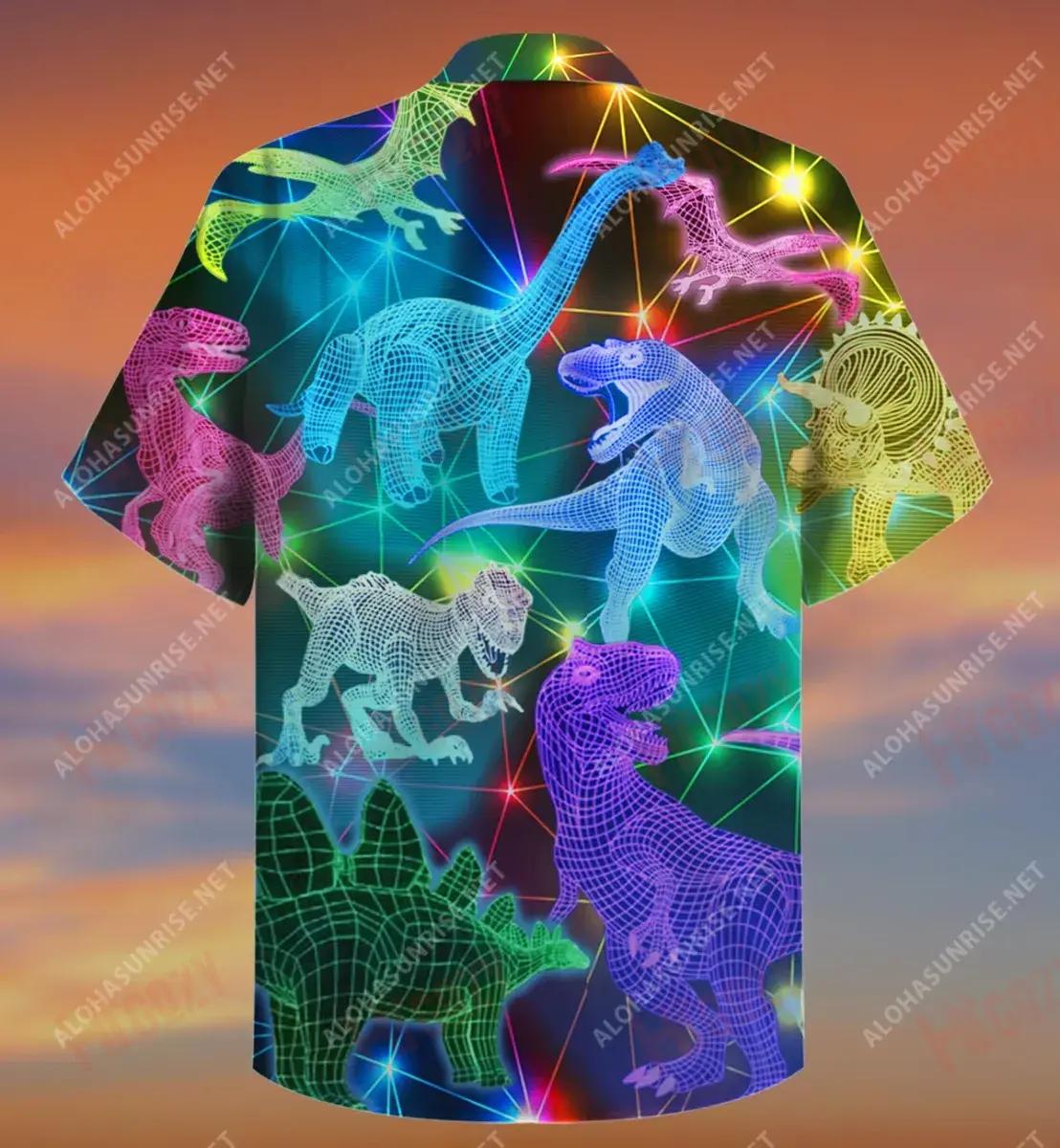 Glowing T-Rex Unisex Léine Gearr Haváís Muinchille Samhraidh Gearr Léinte Haváís Saincheaptha Léinte Haváís do Mhná, Bronntanas Léine Haváís, Bronntanas Nollag