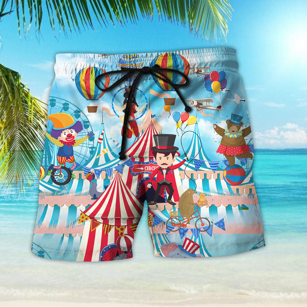 Circus Elephants Unisex Short Sleeve Shirt Vacation Tropical Shirts Best Hawaiian Shirts Hawaiian Shirts For Men_Hawaiian Shirt Gift, Christmas Gift