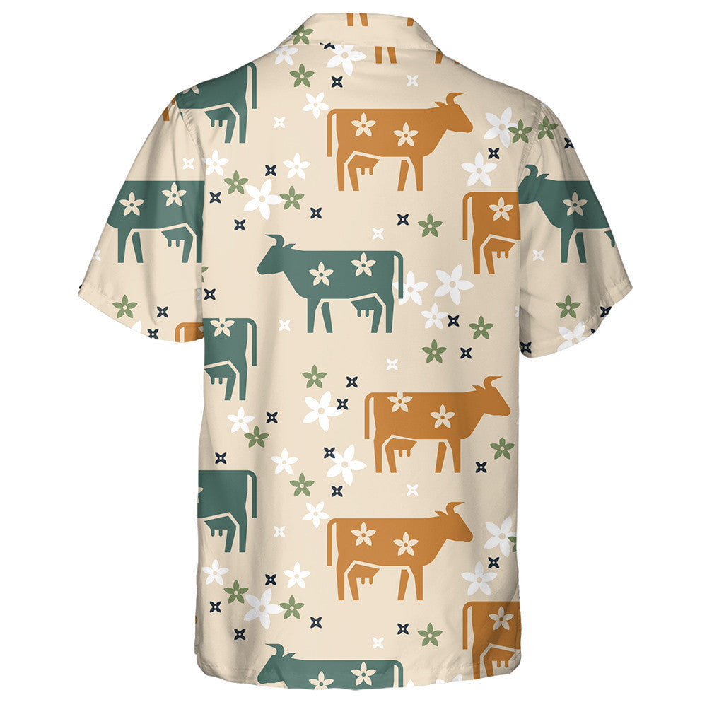 Farm Animals Cows Flowers And Other Elements Hawaiian Shirt, Hawaiian Shirt Gift, Christmas Gift