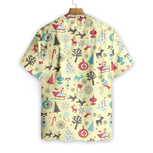 Merry Christmas Pattern On Cream Background Design Hawaiian Shirt, Hawaiian Shirt Gift, Christmas Gift