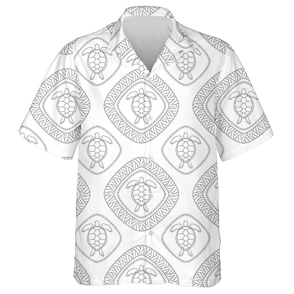 Turtle And Polynesian Symbols Sea Batik Theme Hawaiian Shirt, Hawaiian Shirt Gift, Christmas Gift