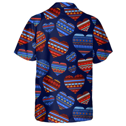 Vintage Ornaments Heart Shaped Monochrome Patriotic Hawaiian Shirt, Hwaiian For Gift