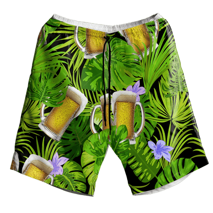 Green Palm Leave And Beer Watercolor Design Hawaiian Shirt, Hawaiian Shirt Gift, Christmas Gift