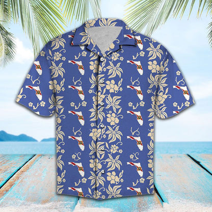 Vivid Flower Gift For Florida Lover Pattern Hawaiian Shirt, Hawaiian Shirt Gift, Christmas Gift