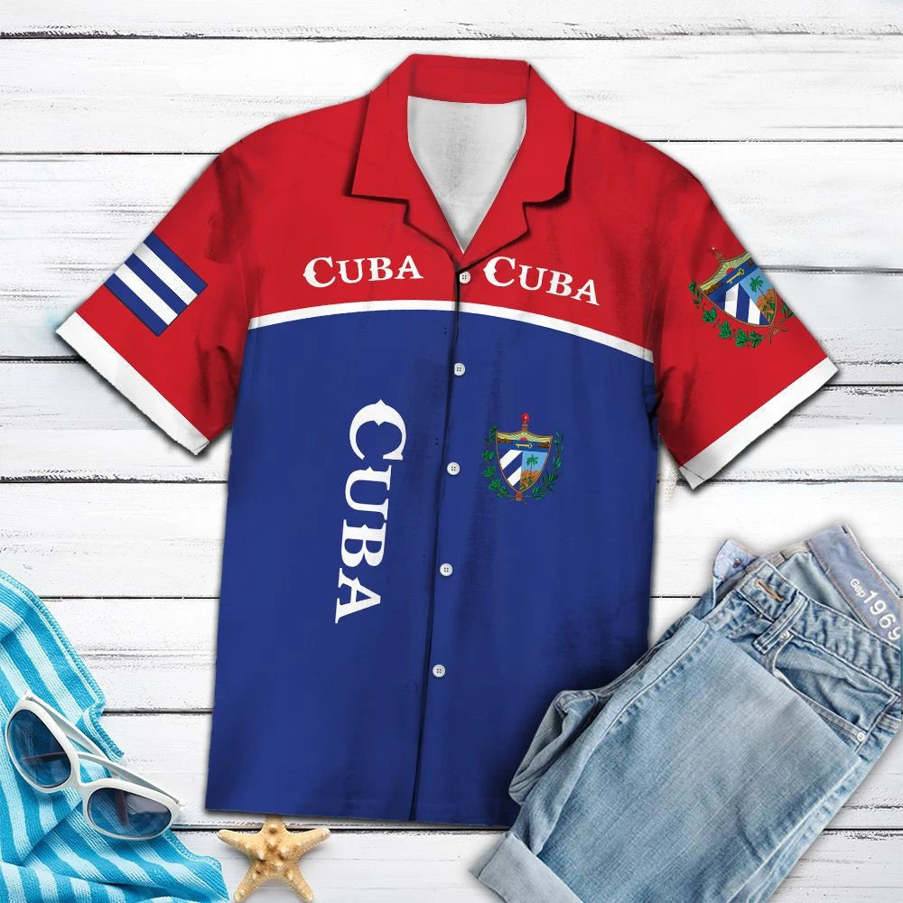 Cuba Latino American Proud Flag Pattern Hawaiian Shirt, Hawaiian Shirt Gift, Christmas Gift
