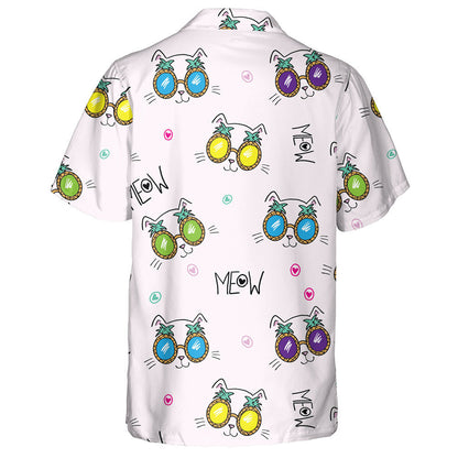 Cute Cats In Glasses Pineapple On Pink Hawaiian Shirt, Hawaiian Shirt Gift, Christmas Gift