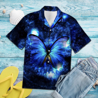 Magical Dust Blue Galaxy Butterfly Hawaiian Shirt,Hawaiian Shirt Gift, Christmas Gift