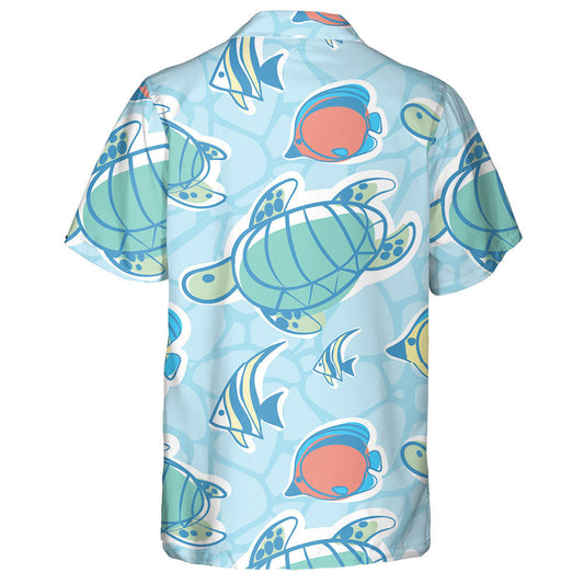 Exotic Red Fish And Turtles On Green Hawaiian Shirt, Hawaiian Shirt Gift, Christmas Gift