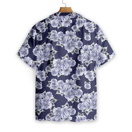 Floral Flower On Blue Background Pattern Hawaiian Shirt,Hawaiian Shirt Gift, Christmas Gift