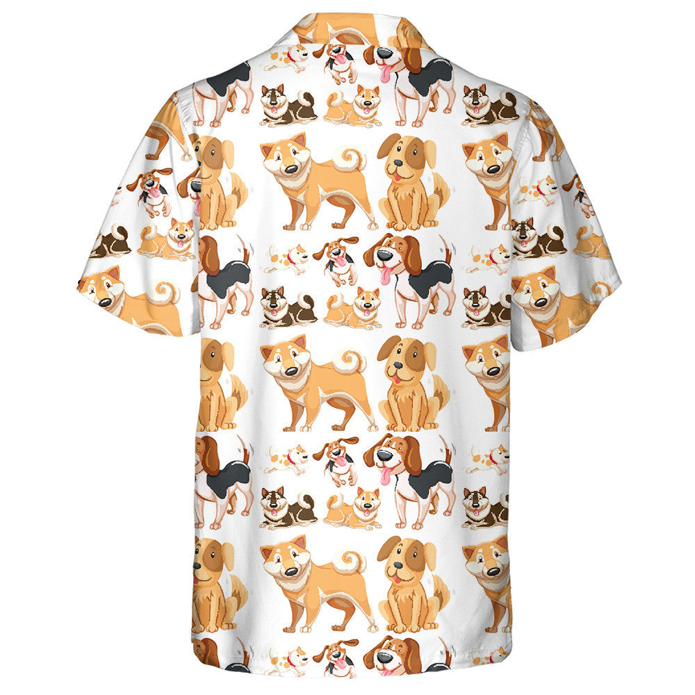 Orange Many Dogs Illustration Isolated Background Hawaiian Shirt,Hawaiian Shirt Gift, Christmas Gift