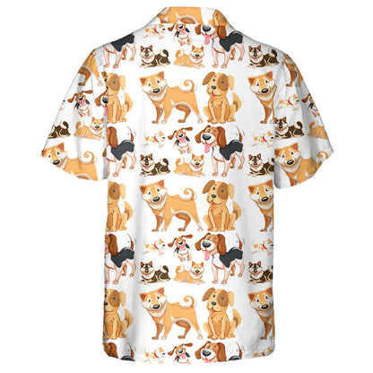 Orange Many Dogs Illustration Isolated Background Hawaiian Shirt,Hawaiian Shirt Gift, Christmas Gift