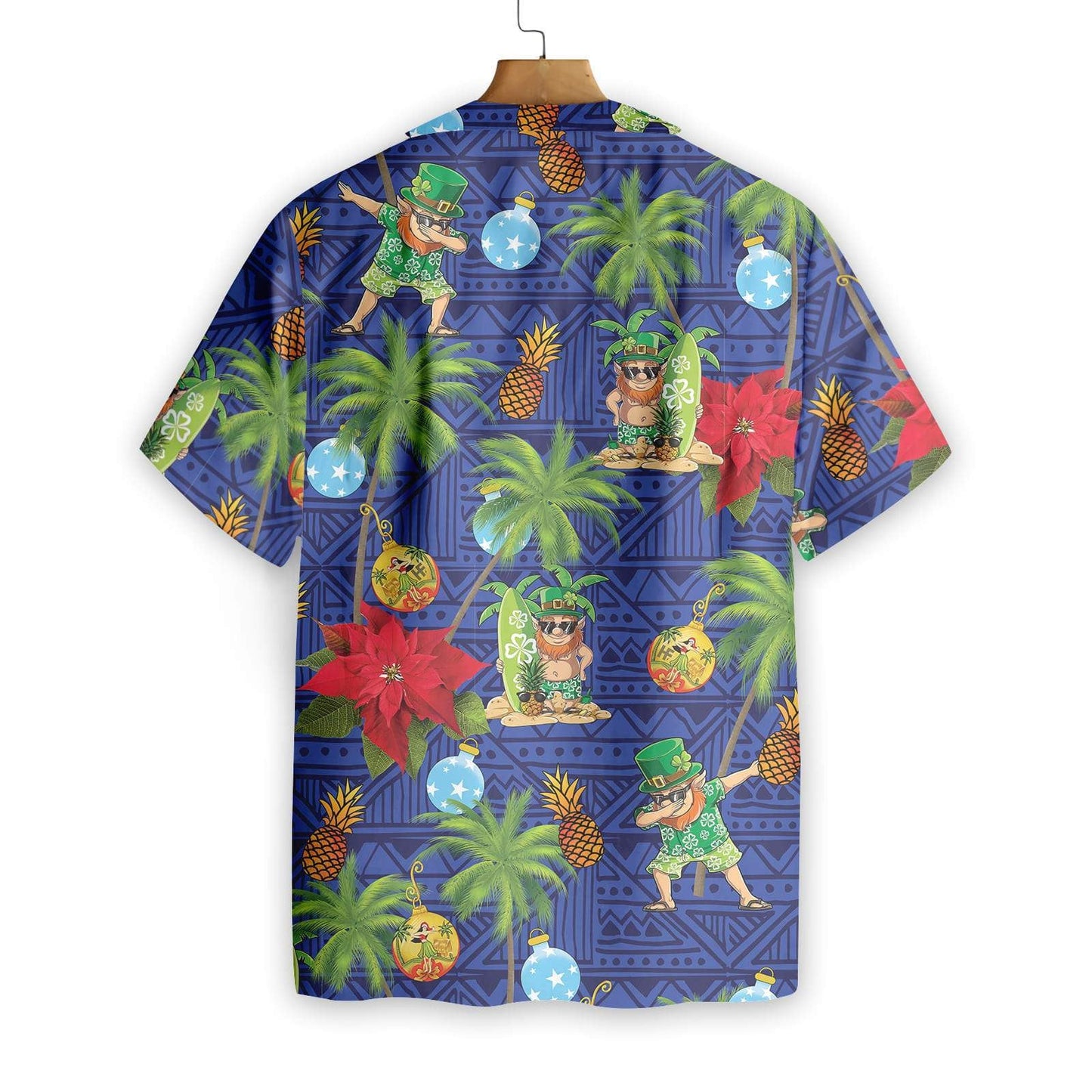 Leiprechaun Surfáil ar Chúlra Gorm Léine Haváís, Bronntanas Léine Haváíais, Bronntanas Nollag