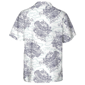 Japanese Style Dragon In The Sky Hawaiian Shirt, Hawaiian For Gift