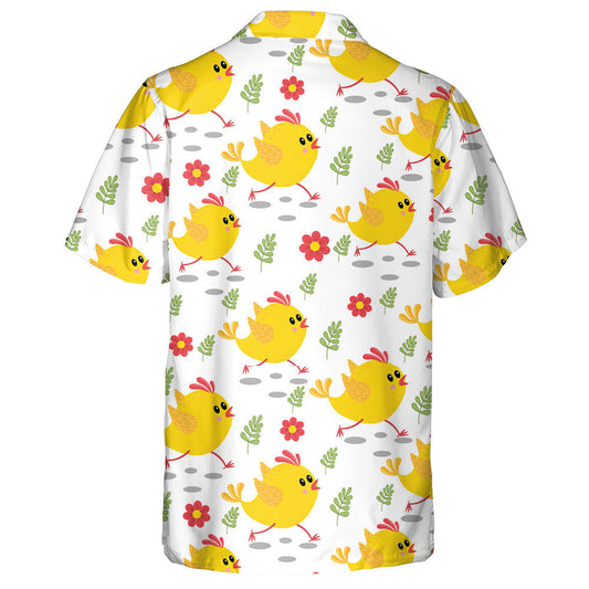 Running Chickens With Flowers And Butterflies Hawaiian Shirt,Hawaiian Shirt Gift, Christmas Gift