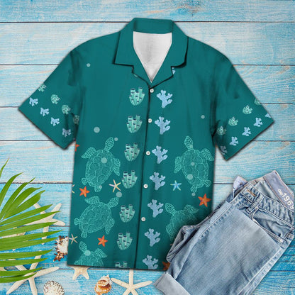 Turtar Farraige Teal Agus Coiréal Faoi Léine Haváí Aigéin, Bronntanas Léine Haváíais, Bronntanas Nollag