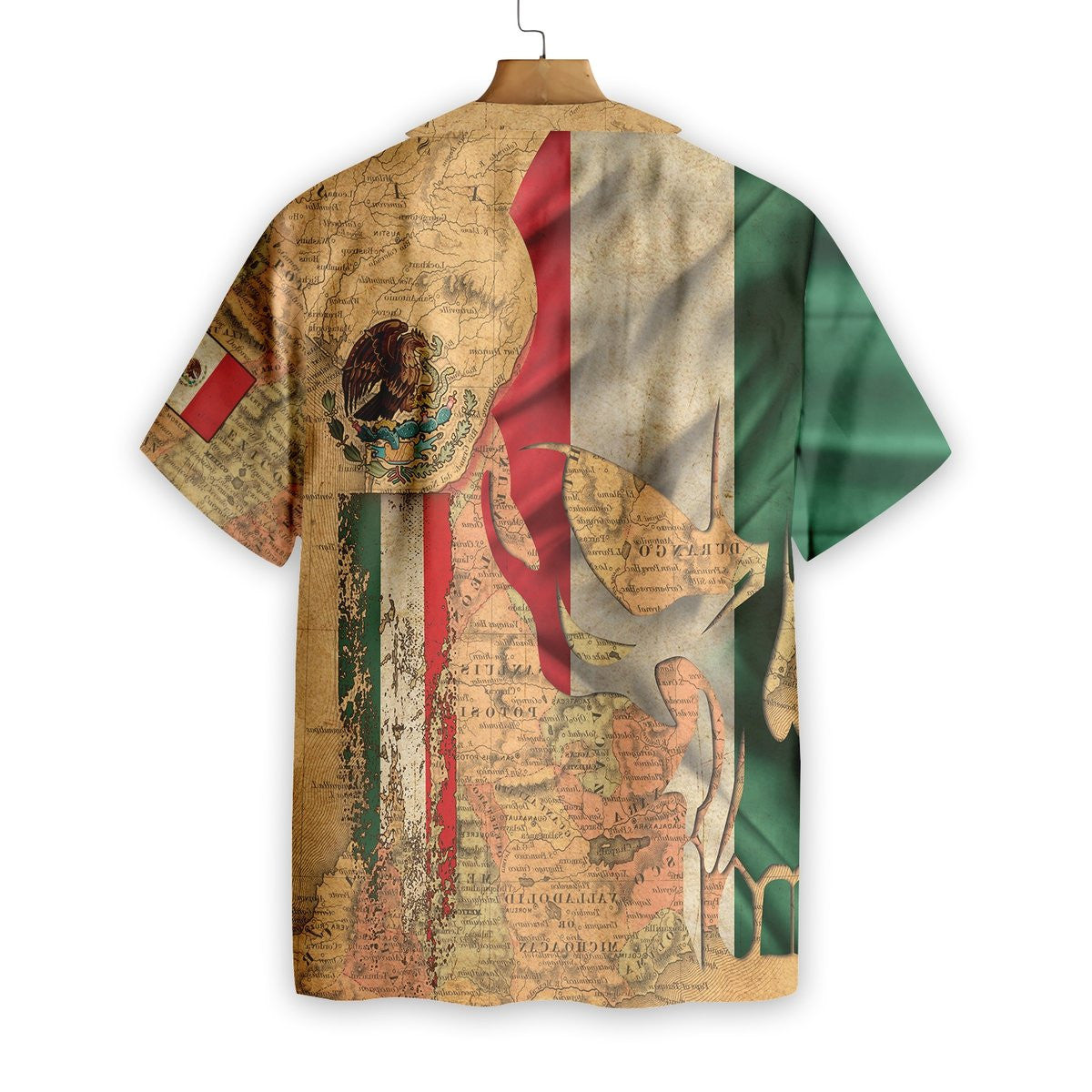 Meicsiceo Léarscáil Skull Bratach Cúlra Uafásach Dearadh Léine Haváís, Bronntanais Léine Haváíais, Bronntanas Nollag