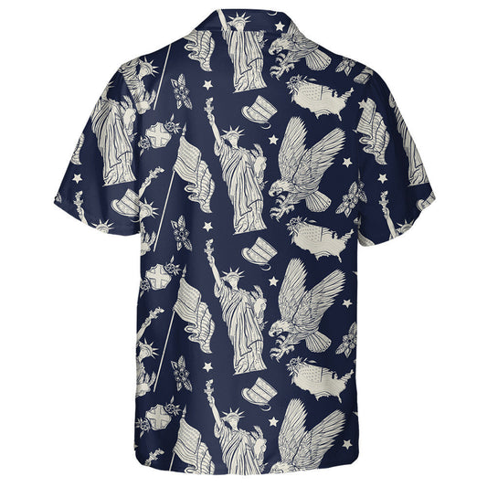 Sketchy United States The Statue Of Liberty Pattern Hawaiian Shirt, Hawaiian Shirt Gift, Christmas Gift