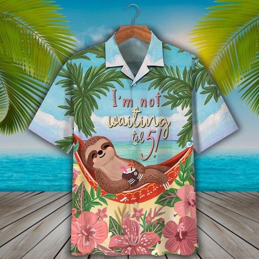 Sloth I'm Not Waiting Til Pattern Hawaiian Shirt,Hawaiian Shirt Gift, Christmas Gift
