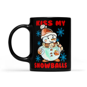 Kiss My Snowball Funny Christmas Pun  Black Mug Gift For Christmas