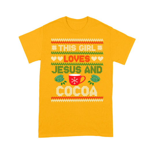 Is breá leis an gCailín seo Íosa agus Cócó na Nollag - Bronntanas Caighdeánach Léine T-léine Don Nollaig