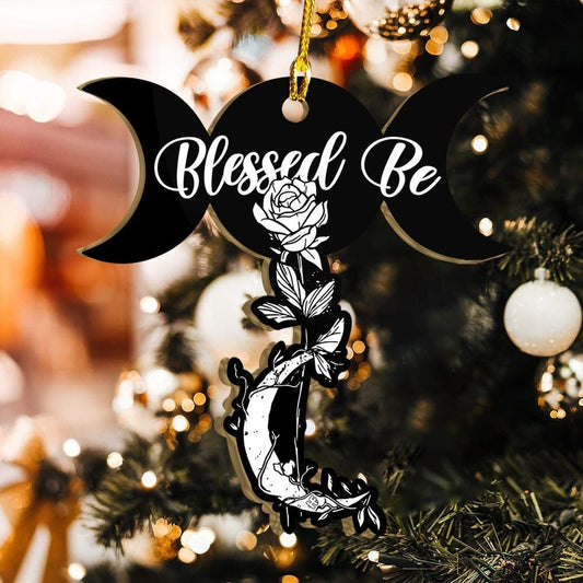 Blessed Be Moon Rose V2 Wicca Ornament, Christmas Ornament Gift, Christmas Gift, Christmas Decoration