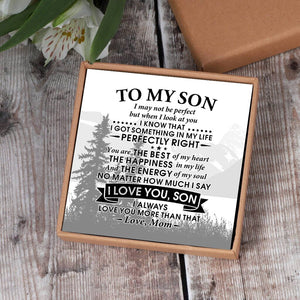 Mom To Son - I Love You Black Beaded Bracelets For Men