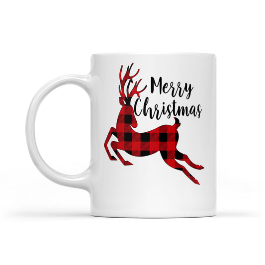 Nollag Shona Reindeer Buffalo Plaid Patrún Bronntanas Mug Bán Greannmhar Don Nollaig