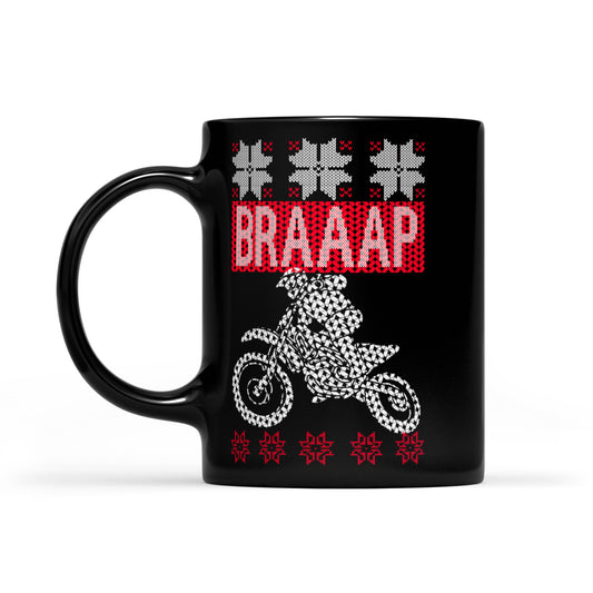 Braaap Motorcross Dirt Bike Greannmhar Nollag Black Mug Bronntanais Don Nollaig 