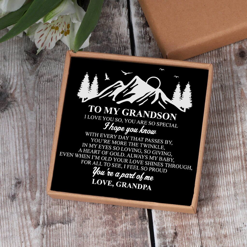 Grandpa To Grandson - You Are A Part Of Me Black Beaded Bracelets For Men