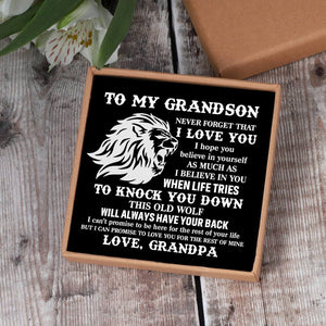Grandpa To Grandson - I Will Always Have Your Back Black Beaded Bracelets For Men
