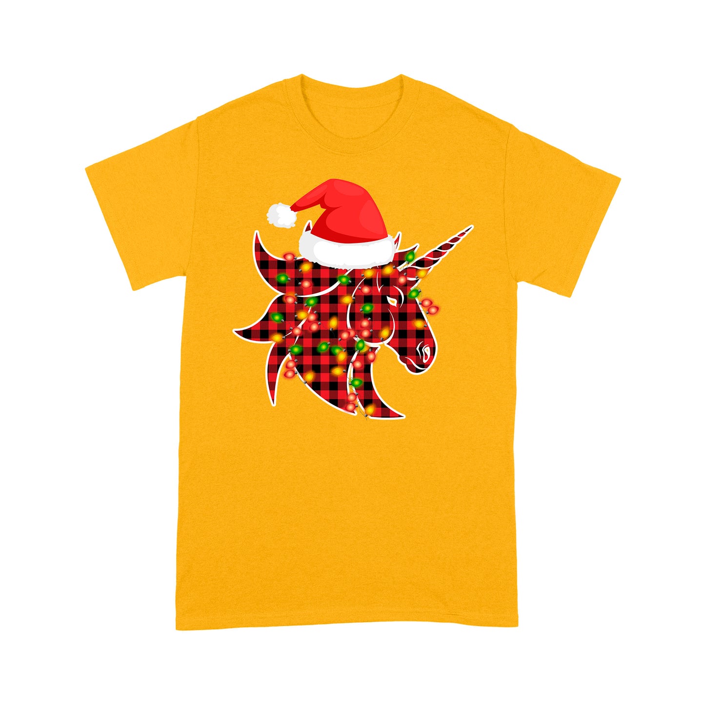 Nollag Unicorn Dearg Buffalo Plaid Teaghlaigh Tee Léine Bronntanais Don Nollaig