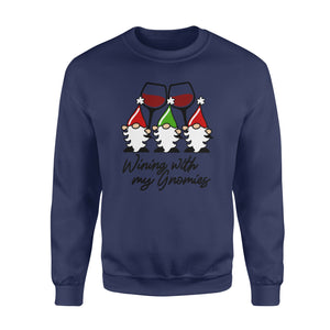 Wining with my Gnomies . Christmas wine glass Gnomes - funny sweatshirt gifts christmas ugly sweater for men and women