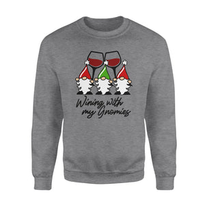 Wining with my Gnomies . Christmas wine glass Gnomes - funny sweatshirt gifts christmas ugly sweater for men and women